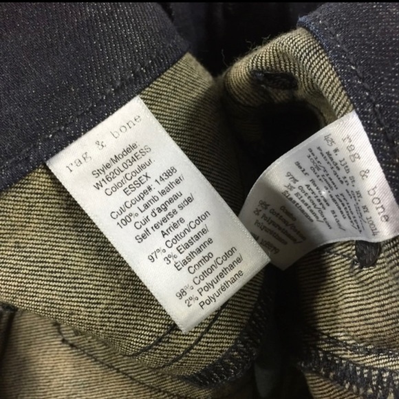 Rag & Bone Hyde Lamb Leather Skinny Jean Combo Essex Wash Denim NWOT - Picture 9 of 9